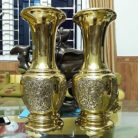 Mua Combo 2 lọ hoa hoạ tiết tứ quý bằng đồng cao 36cm