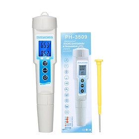 5-in-1 pH Meter Waterproof Multifunctional TDS/EC/pH/Salinity/Temperature Meter Water Quality Tester Blue Backlight LCD