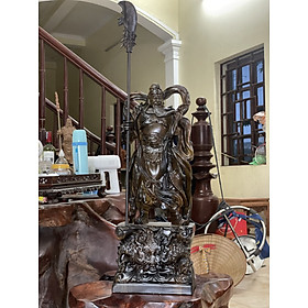Mua Tượng quan công cầm đao trấn ải trang trí  phong thủy bằng gỗ mun kt cao 60×24×14cm