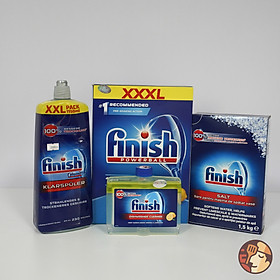 Combo VRB Finish Classic 100 viên hương chanh + Muối 1.5kg + Nước làm bóng