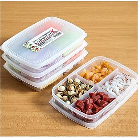 Bộ 2 hộp đựng thực phẩm sạch có 4 ngăn được làm từ chất liệu nhựa PP cao cấp, chia ngăn 710mL - Hàng Nhật nội địa