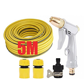 Bộ dây vòi xịt nước rửa xe, tưới cây tăng áp 3 lần, loại 3-5m (cút nhựa nối 713-1) 206846