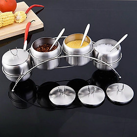 Mua Bộ 4 hủ gia vị inox 304 có kệ