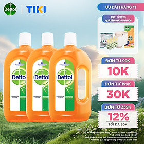 Combo 3 Dung dịch diệt khuẩn đa năng Dettol 1L