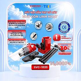 Máy Hút Bụi Cầm Tay SHIMONO SVC-1020 Lực Hút 14,000Pa Mạnh Mẽ, Tặng Giá Đỡ & 4 Đầu Hút Cao cấp Hàng Chính Hãng