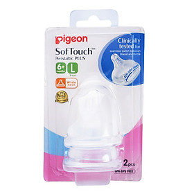 NÚM VÚ SILICONE SIÊU MỀM PLUS PIGEON 2 CÁI/VỈ