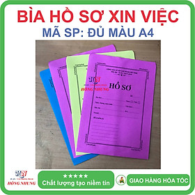 Hình ảnh [SÉT] COMBO 100 Cái Bìa Hồ Sơ Xin Việc Đủ Màu, Kích Thước Khổ A4/F4