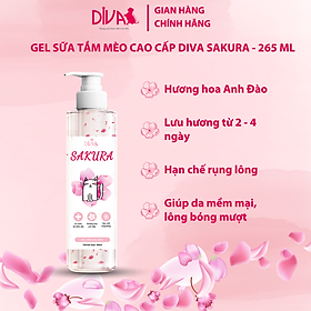 Gel Sữa Tắm Mèo Collagen Cao Cấp Anh Đào Diva Sakura - YonaPetshop