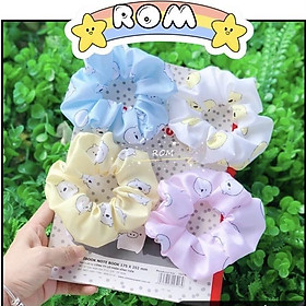 Cột tóc scrunchies gấu dễ thương tông màu pastel