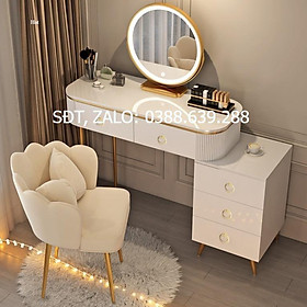 Mua Bộ bàn ghế trang điểm: Bàn phấn 2 ngăn mặt đá chân tủ 3 ngăn + Ghế + Gương