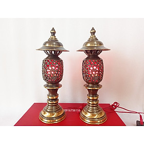 Mua  Miễn ship 100% Đèn thờ điện bằng đồng thau cao cấp  đèn thờ phong thủy cỡ lớn  đèn thờ đồng - đồ đồng nguyệt ánh