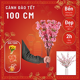 1 cành hoa đào hoa mai giả dài 1m có 5 nhánh nhỏ