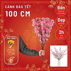 Mua Cành hoa mai giả/ cành đào giả dài 1 mét cực đẹp màu sắc tự nhiên giống thật trang trí Tết 2022