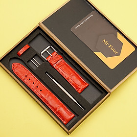 Dây Đồng Hồ Da Màu Đỏ MrFour - Dây Đồng Hồ Da Cá Sấu Màu Đỏ Tươi - Dây Đồng Hồ Da Đà Điểu Màu Đỏ Rượu - Dùng Cho Mọi Loại Đồng Hồ - Size 12mm, 14mm, 16mm, 18mm, 19mm, 20mm, 21mm, 22mm, 24mm | Leather Watch Bands