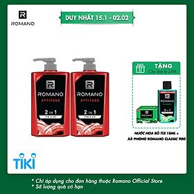 Combo 2 Tắm gội 2 trong 1 Romano hương nước hoa 650g/chai