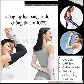 Găng tay  xỏ ngón lụa băng Hatsu chống nắng và ngăn tia UV 100% - phối 2 màu thời trang - Dòng -5 độ cao cấp - Hàng chính hãng