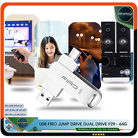 USB FIRO Jump Drive Dual Drive F29 - USB 3.1 32GB / 64GB Đầu Nối Kép Với 2 Cổng USB Type-C Và USB Type-A - Tương Thích MAC / PC Chuẩn Giao Tiếp USB 3.0 Và 2.0 - Tốc Độ Đọc 130Mb/s- Hàng Chính Hãng