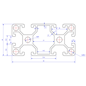 Mua Nhôm định hình 40x80 (LWA-481682747-1) - Miễn phí cắt theo kích thước yêu cầu (Giá đã bao gồm VAT)