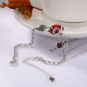 Lắc Tay Hồ Ly Bạc Đá Thạch Lựu Đỏ