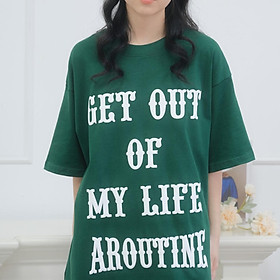 Áo thun unisex nam nữ màu xanh lá hot trend in chữ GET UOT dạng chữ ký tự siêu đẹp