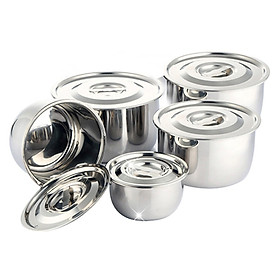 Bộ 5 Nồi Inox Đa Năng Có Nắp Đậy 5 Size Tiện Lợi