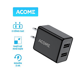 Mua Cốc Sạc Nhanh ACOME AC03U Thiết Kế 2 Cổng USB Sạc Nhanh 2.4A Cho Di Động Điện Thoại Máy Tính Bảng - Hàng Chính Hãng