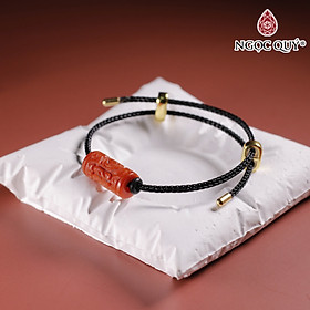 Vòng tay dây thép đá Cẩm thạch huyết khắc kim tiền 9x18mm mệnh hỏa , thổ - Ngọc Quý Gemstones