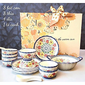 BỘ BÁT ĂN CAO CẤP - HOA VĂN NGHỆ THUẬT ĐỘC ĐÁO Hàng chính hãng