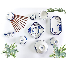 Mua Bộ quà tặng chén đĩa sứ phong cách Nhật Bản cao cấp nhiều chi tiết  họa tiết vân cổ  bộ đồ ăn 12 món  bộ bát đĩa sứ- tặng kèm 10 đôi đũa  có hộp và túi sang trọng