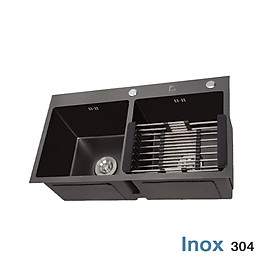 Chậu rửa chén bát Keeper-C3 2 Hộc - Inox đúc nguyên khối mạ Nano đen