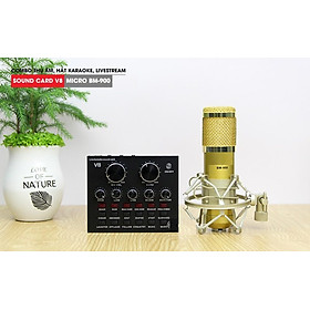 Hình ảnh Combo Bộ mic thu âm BM900 và Sound Card V8 chuyên dụng hát live stream với đầy đủ chức năng chỉnh giọng âm thanh kem Tai Nghe Bluetooth - Hỗ Trợ Cắm Thẻ Nhớ Nghe Nhạc Chơi Game Trực Tiếp - Stereo Hifi Siêu Chất ( Cực Đẹp ) 