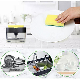 Dish Washing Soap Dispensers With Sponge Holder For Bathroom Instant Refill