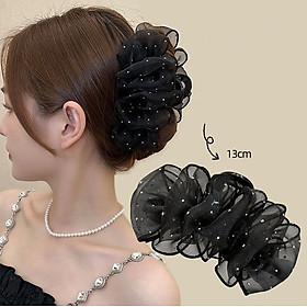 Kẹp tóc kích thước lớn đính vải họa tiết thiết kế sang trọng