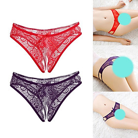 2x Womens Lace Floral Open G-String Low Rise Erotic T-Back Underwear Panties
