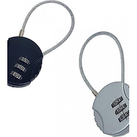 Bộ 2 cái Ổ khóa tròn vali, balo, túi du lịch loại dây cáp mật mã 3 số TK034