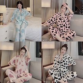 Pijama Lụa Bò Sữa Siêu Thoáng Mát Dịu Nhẹ Thời Trang Hàn Quốc Cực Hot Sang Chảnh