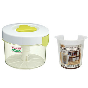 Combo hộp muối dưa cà 2.2L + Hộp đựng bát đĩa cất gọn - Tặng 2 phễu nhựa nội địa Nhật Bản