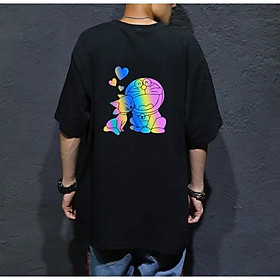 Áo Thun Phản Quang Doremon Tán Gái PQ17 - Áo Unisex Tay Lỡ Nam Nữ Mặc Được - Phản Quang Sáng Đẹp Bền - Big