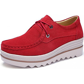 Women's Oxfords Boat Shoes Suede Soft Thick Bottom Lace-Up Casual Shoes