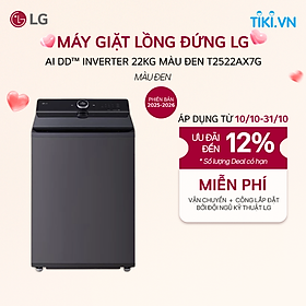 [Chỉ giao Miền Bắc/Nam] Máy giặt lồng đứng LG AI DD Inverter 22kg màu đen Graphite T2522AX7G - Hàng Chính Hãng