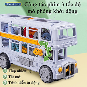 Đồ chơi xe buýt 2 tầng chạy pin có nhạc và đèn bánh răng chuyển động nhiều màu sắc