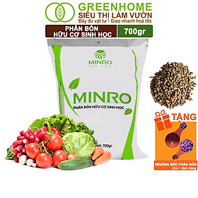 Phân Bón Hữu Cơ Greenhome, Minro, Bao 700g, Sinh Học Giúp Cây Khoẻ, Ổn Định, Sai Hoa, Đậu Trái Chuyên Hoa Hồng, Lan, Rau - 1B PHÂN MINRO 700GR