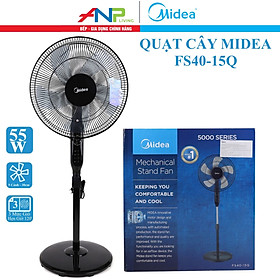 Quạt Đứng, Quạt Cây 5 Cánh Midea FS40-15Q (Quạt Điện Công Suất 55W, Chỉnh Gió 3 Tốc Độ, Có Chức Năng Hẹn Giờ)