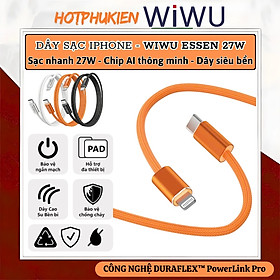 Mua Dây cáp sạc nhanh PD 27W USB-C to Lightning công nghệ DURAFLEX PowerLink Pro dài 150cm WIWU ESSEN cho iPhone/ iPad - Sạc nhiệt độ thấp  Chip thông minh  Dây bện siêu bền  Chống rối + dây buộc gọn - Hàng nhập khẩu