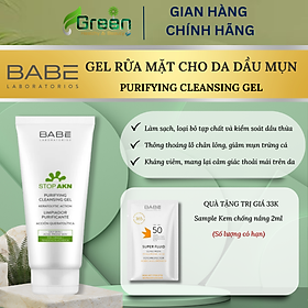 Gel rửa mặt BABE Stop AKN Purifying Cleansing Gel 100ml