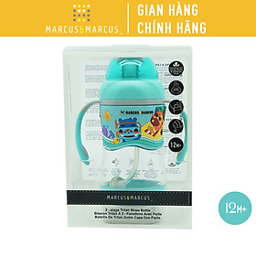 Bình uống nước có ống hút cho bé Tritan 2-Stage Marcus & Marcus, từ 12 tháng - Xanh dương