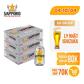 Combo 03 thùng Bia Sapporo Premium - 24 lon 330ml