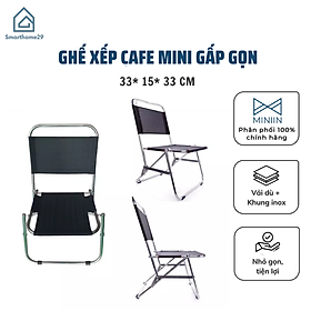 Ghế xếp gấp gọn vải dù, khung inox, Ghế xếp cafe mini lưng thấp tiện lợi cho du lịch dã ngoại, câu cá, bàn trà - Chính hãng MINIIN 