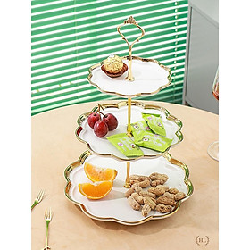 Mua Kệ 2 - 3 tầng để bánh kẹo  hoa quả xanh ngọc bích | Khay tầng sứ viền vàng cao cấp | KHAY TẦNG SỨ TRỤC MẠ VÀNG