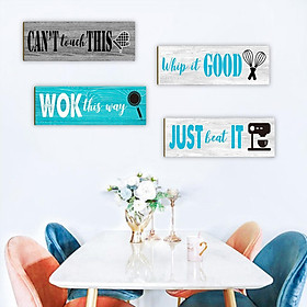 4 Pieces Kitchen Wall Decors Hanging Sign Decorative Wood Wall Plaque for Coffee Shop Kitchen Housewarming Gifts Decoration